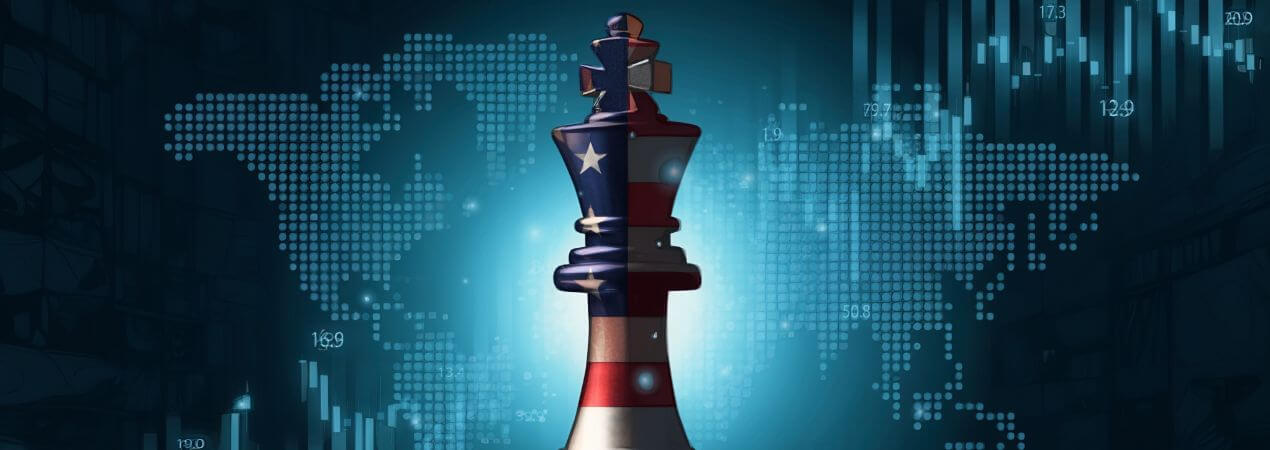 Pieza de ajedrez que representa a Estados Unidos y su papel en el cambio geopolítico