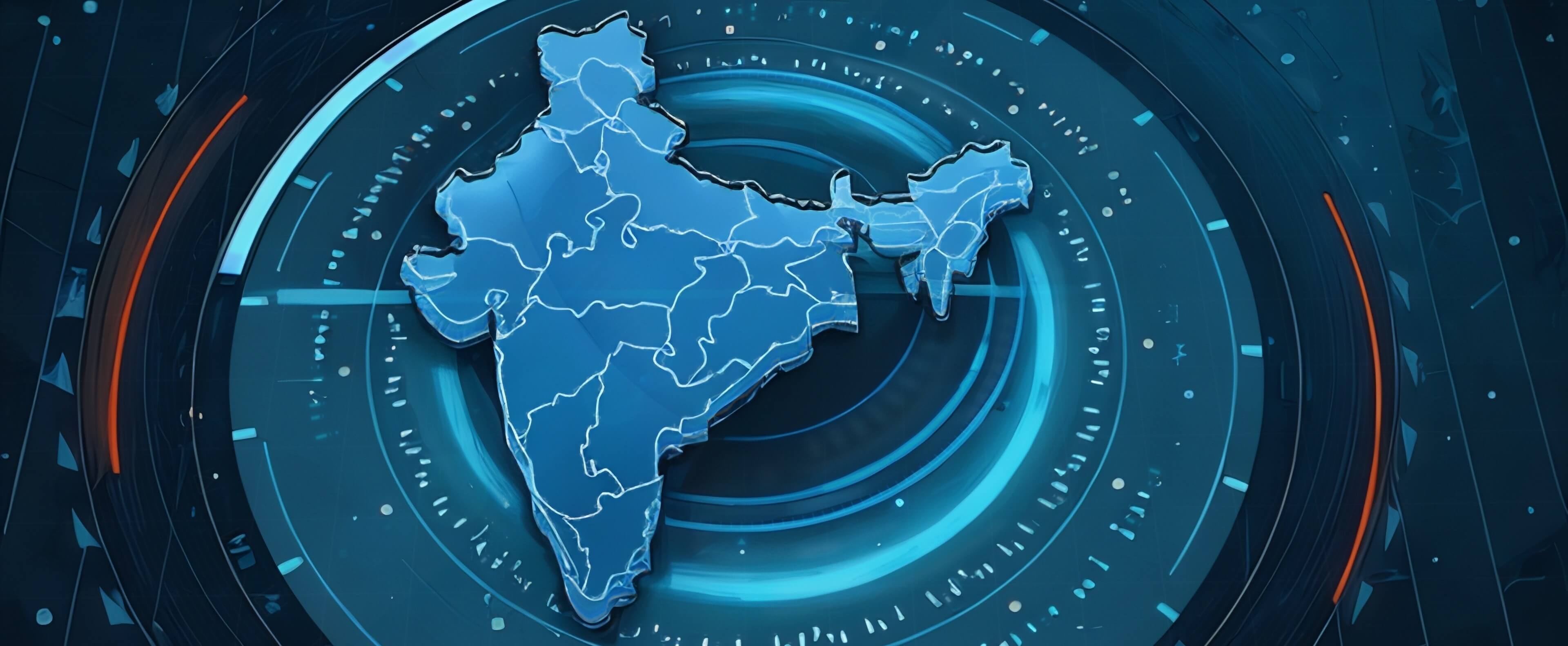 mapa de la india en objetivo tecnológico