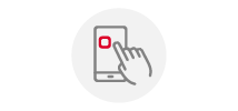 Icono de un teléfono móvil con una mano tocando la pantalla, que representa una aplicación móvil